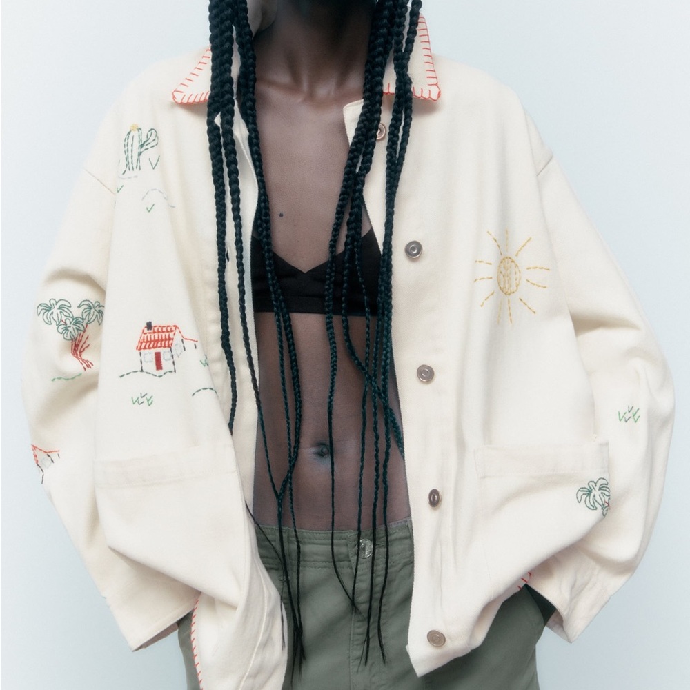Zara embroidered shirt oversized M-L